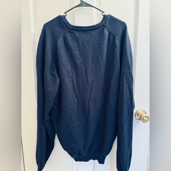 Men’s Brooks Brothers 100% Wool V-Neck Sweater Navy Blue Size XL - Picture 2 of 4